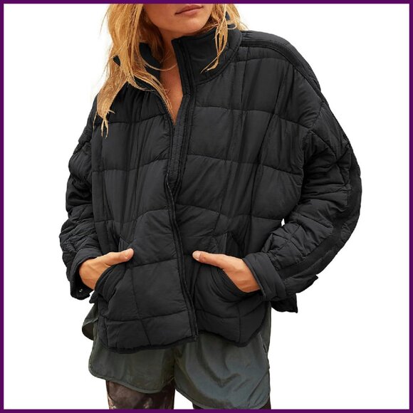 Women's Baggy Lightweight Zip Puffer Jacket Warm Winter Down Coat